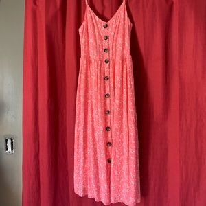 Japna dress, flowered, button front sleeveless beachy summery dress